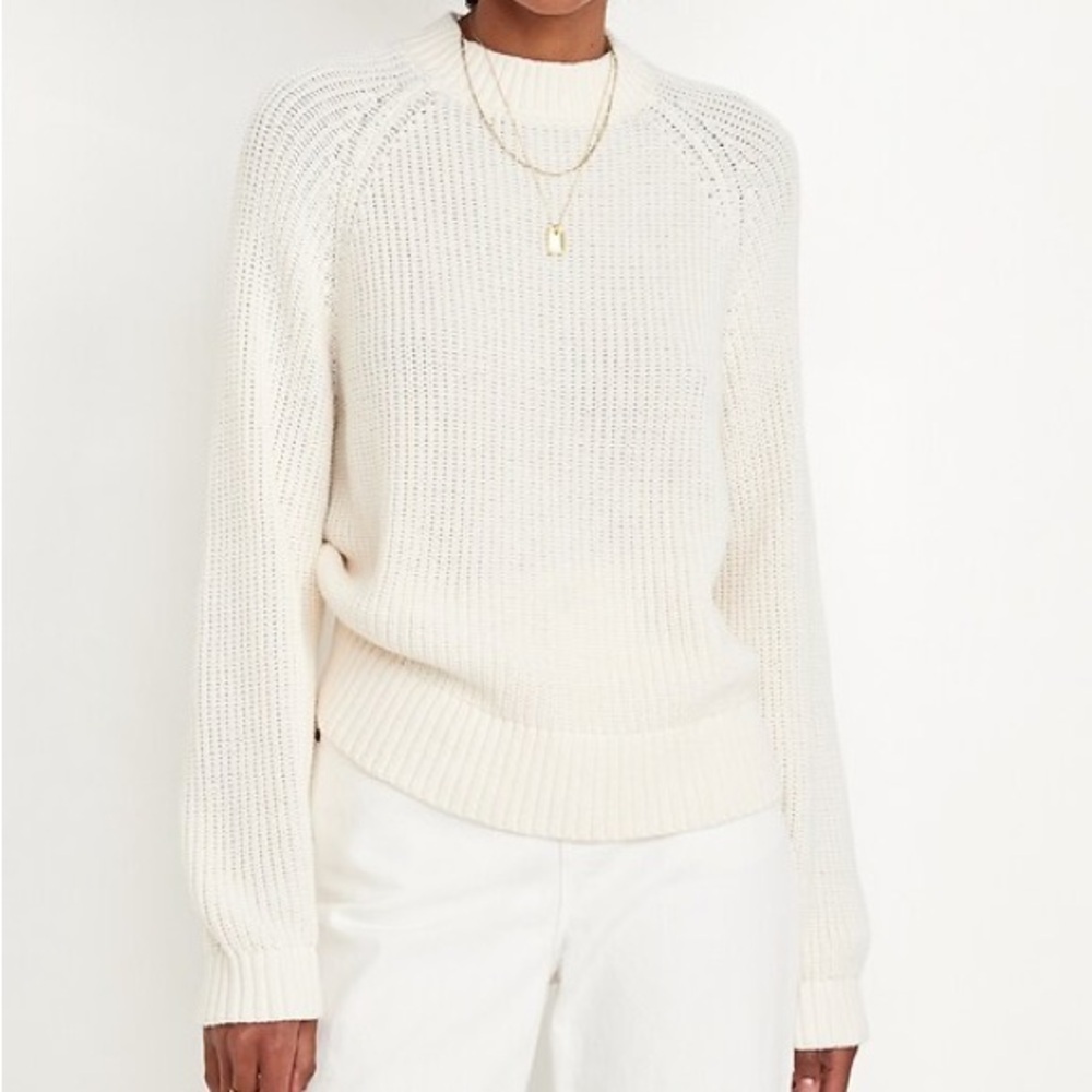 Old Navy Women's Size Medium Shaker-Stitch Sweater Crewneck Creme De La Creme